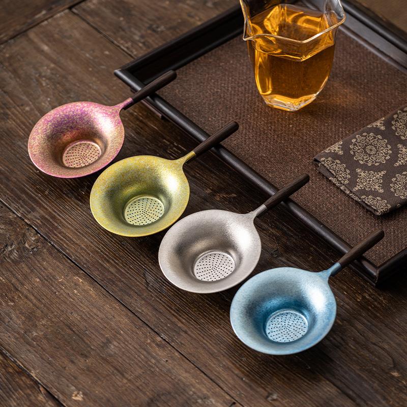 纯钛茶漏泡茶茶隔一体成型多用型牢固细密过滤网不生锈钛茶滤抑菌