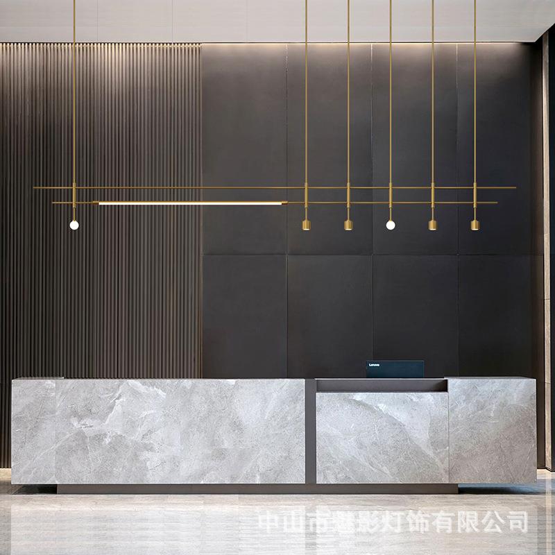 简约创意酒店会所宾馆接待前台吊灯售楼部办公区吧台非标加长灯具