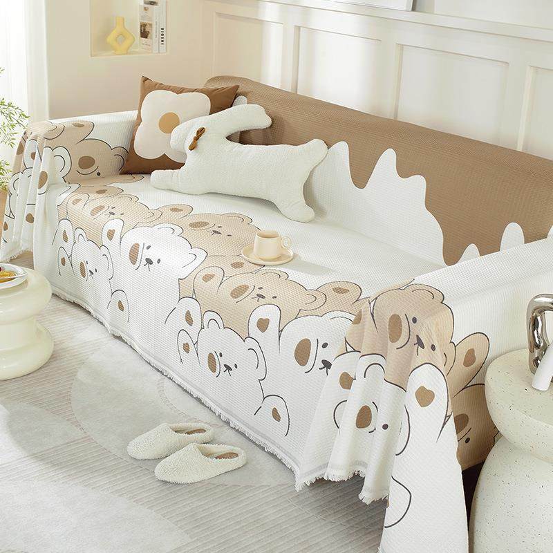 沙发巾全包多功能沙发套罩四季通用华夫格防猫抓沙发盖布沙发毯