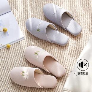 春季棉麻拖鞋女家居四季静音吸汗亚麻高颜值布艺拖鞋春秋家用