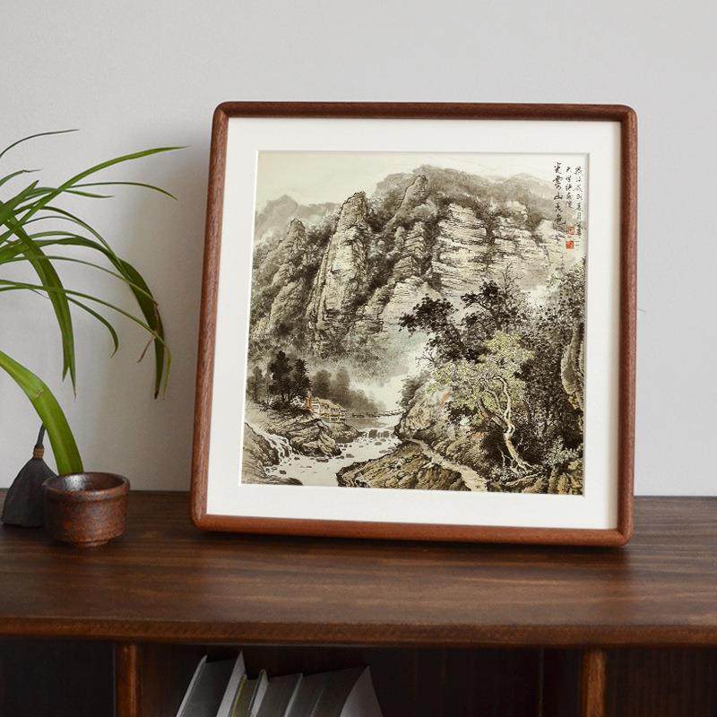 黑胡桃木实木画框榫卯相框D款中式书画字画书法装裱框架手工榫卯,家居饰品,DIY亲子装饰画,淘宝优惠券,粉丝福利购,淘宝优惠卷