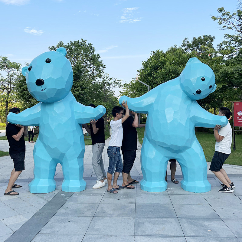 大型网红几何块面卡通熊模型雕塑摆件户外商场美S陈楼盘景区装饰