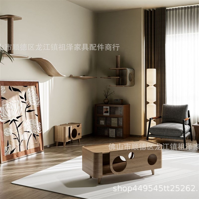 宠物家具茶几g猫窝喵居客厅简约半封闭多用途人宠家具创意猫窝边