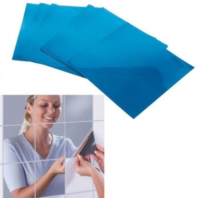 16Pcs Removable Square Flexible Mirror Wall Stickers Home De