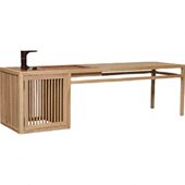 禅意新中式 茶桌椅组合简约功夫泡茶台原木色实木茶桌白蜡木家具