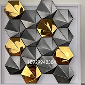 不锈钢六角马赛克电镀金属瓷砖3D立体墙砖KTV酒店餐厅电视背景墙