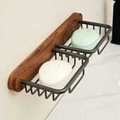 胡桃木肥皂盒沥水免打孔置物架皂蝶浴室洗衣池肥皂架壁挂式 香皂盒