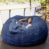 懒人沙发海绵床豆袋双人三人卧室毛绒豆豆米布艺躺椅外套