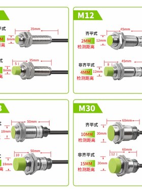 PR12-4DN电感式接近开关传感器金属感应开关三线直流NPN常开常闭