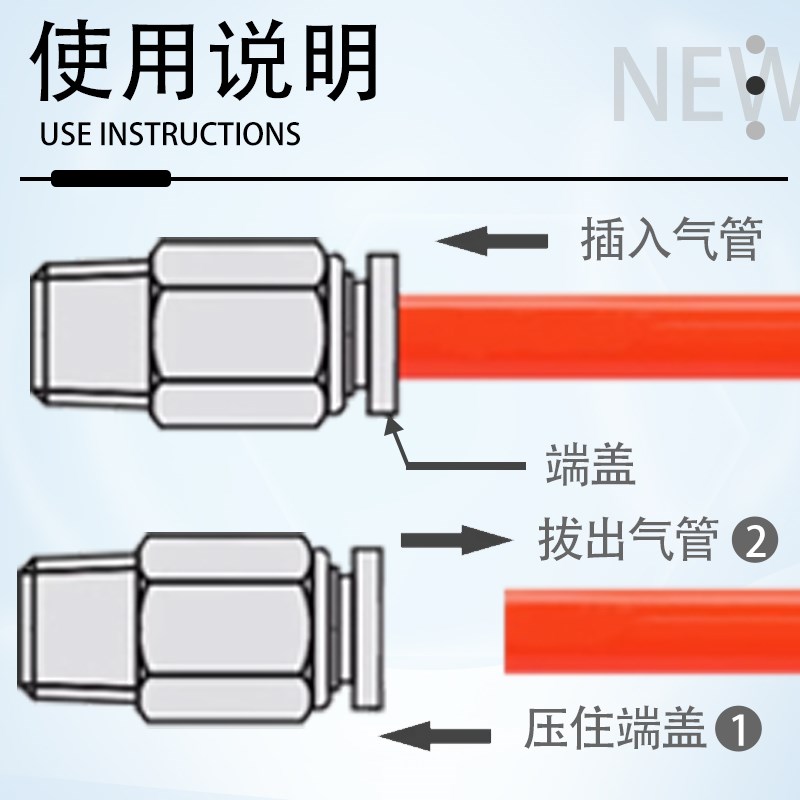 微型气管快插PC4-M5气动直通迷你快速接头PC4-M4 6-M5 4-M6 3-M3C
