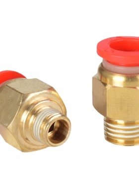 气管红色快速快插气动配件空压机螺纹直通PC4/6/8/1012-01-02接头