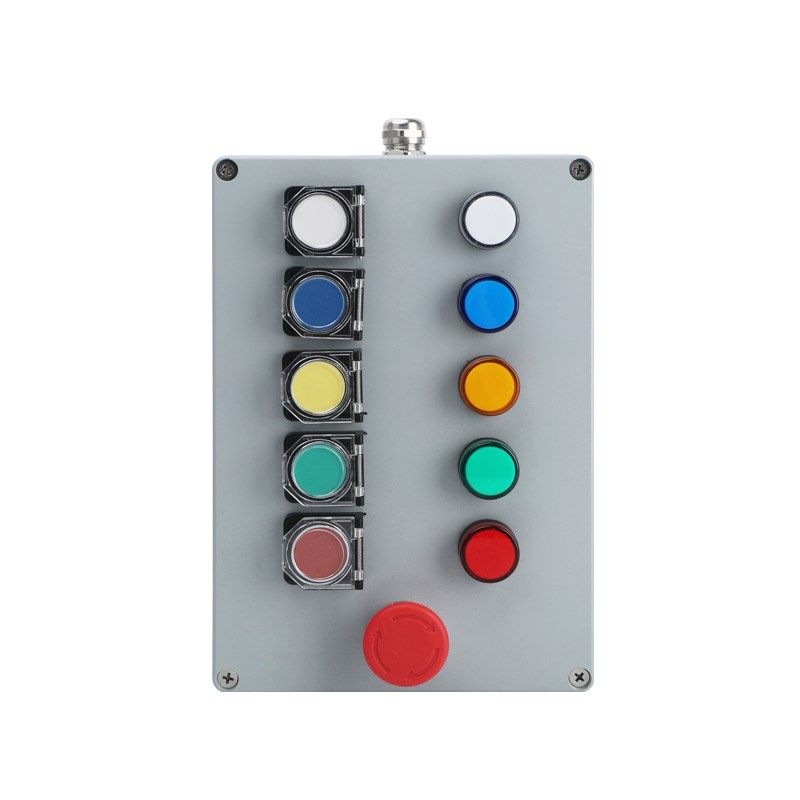 金属铸铝按钮盒防水控制盒开关急停操作盒孔11位自复位带灯