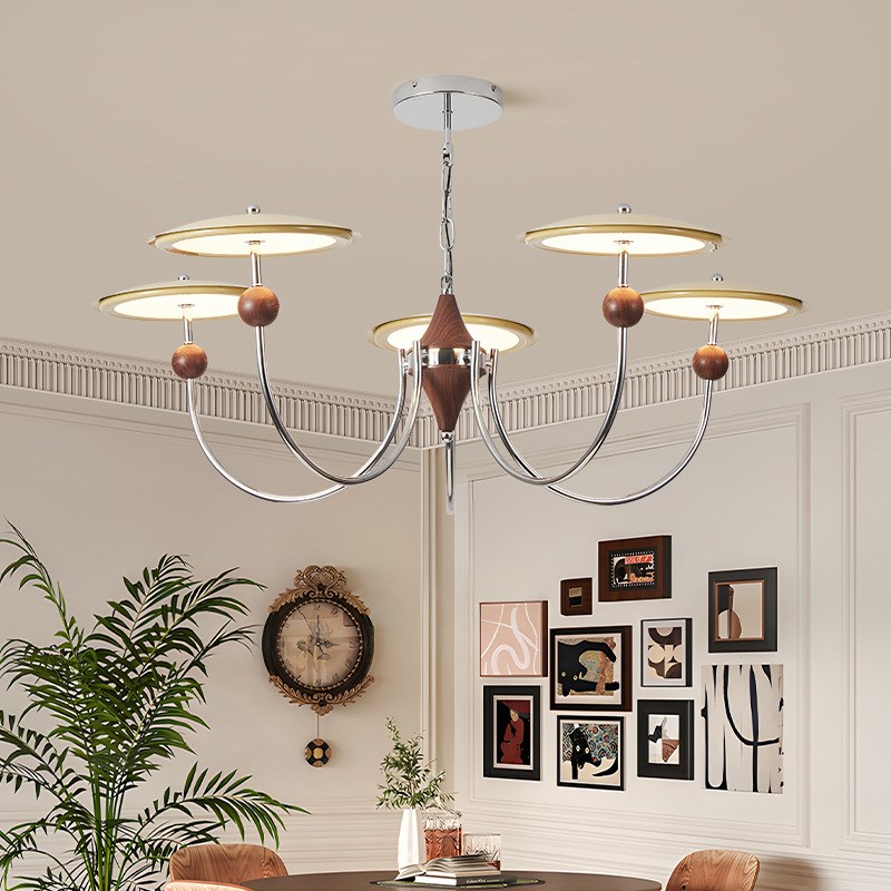 法式中古客厅吊i灯奶油风大厅主灯高级感网红星轨灯具全屋套餐智