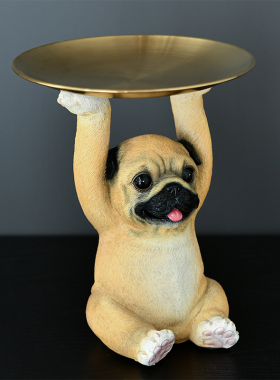 可爱狗入户玄关钥匙收纳托盘装饰摆饰客厅桌面P茶几装饰品乔迁礼