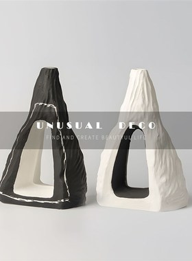 现代三角环镂空陶瓷花器摆件样板房样B品屋展示中心儿童房牀头书