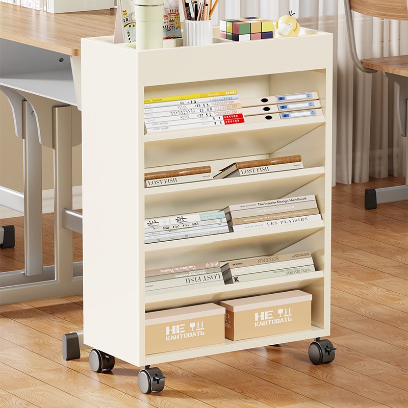 教室桌边书箱带轮移动小推车书立架高中生书本收纳置物架学生多层