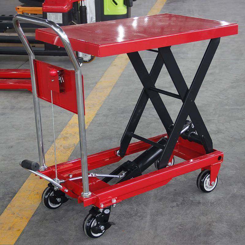 手动剪刀式升降工具车小型无动力平板车户外车间平升手推车