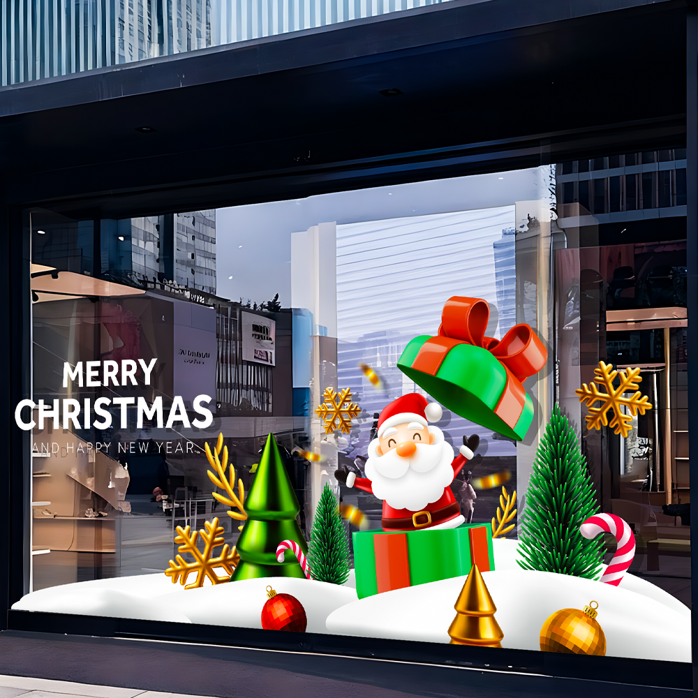 雅彦圣诞节美陈装饰底纹玻璃贴