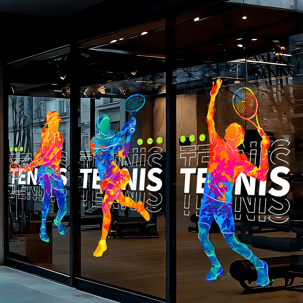 网球壁球静电玻璃贴纸健身会所海报广告装饰体育用品商店美化静电