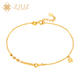 ZJUZ夏日18K金钥匙转运珠锁脚链AU750黄金色脚链送女友七夕礼物