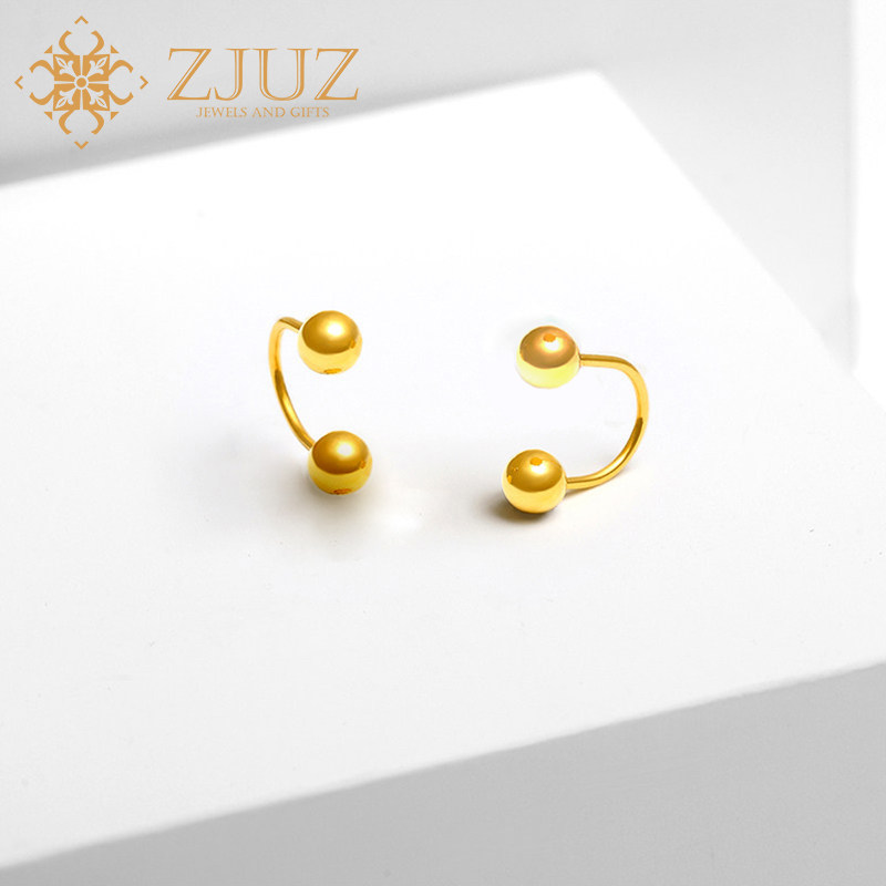ZJUZ足金999U型耳钉女5G工艺24K纯金黄金豆豆耳饰送女友送礼|ruв категории ювелирные изделия/алмаз/жадеит/золото, золотые украшения (новый), серьга - от Buy2taobao.com для оказания профессиональной услуги покупки агента Taobao