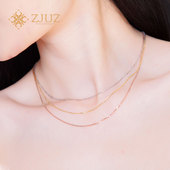 ZJUZ18K金O字项链女玫瑰金彩金锁骨链搭配吊坠素链自戴送女友礼物