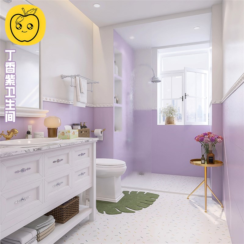 400x800紫色化妆室瓷u砖法式全瓷柔光海基布花砖厨房壁砖阳台地砖