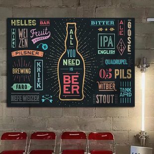 啤酒屋装饰背景布音乐酒吧烧烤店小酒馆墙布复古网红拍照壁画挂布