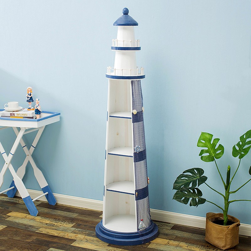 1米4地中海家居风格装饰摆设z实木灯塔CD架搁展示柜展示架装饰柜