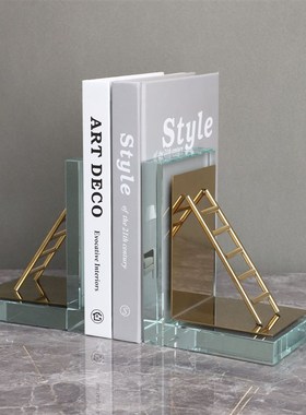现代简约a梯形水晶书挡书立摆件电视柜样板间客厅玄关家居软装饰