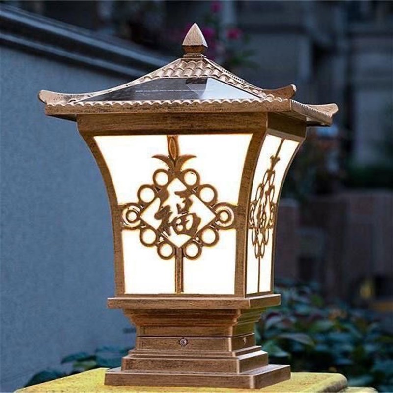 柱头灯太阳能f户外灯别墅大门柱子灯围墙室外新中式防水家用庭院