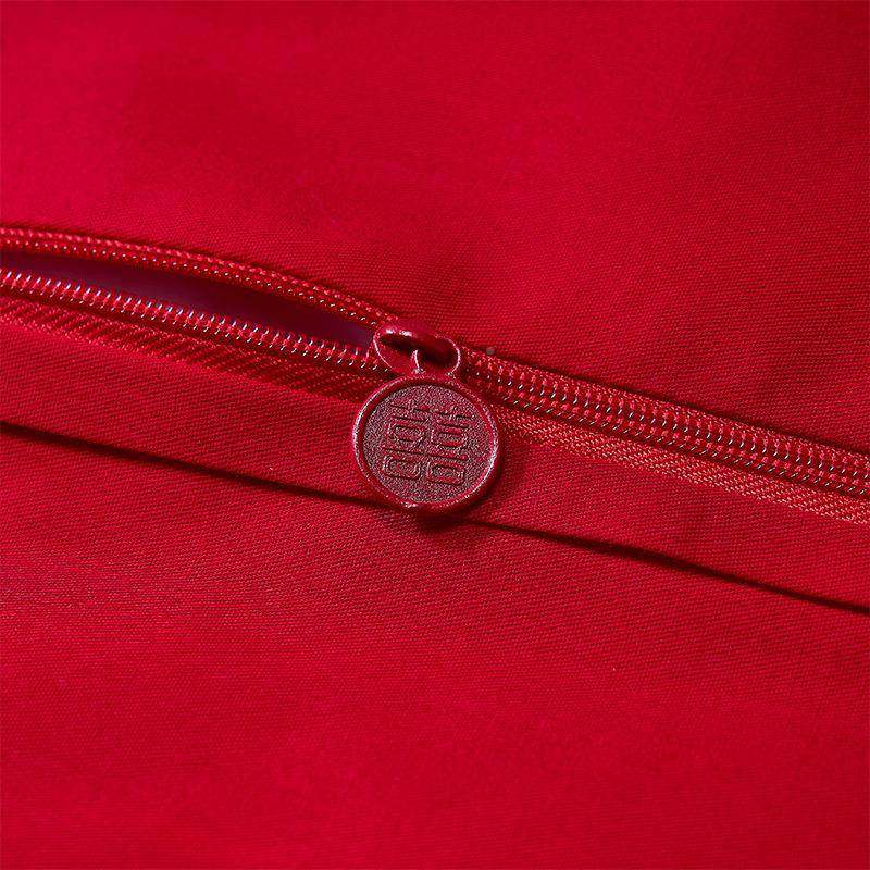 婚庆结四件套床上用品婚BJH-WTBZ大红棉色床单喜被纯婚床刺绣长绒