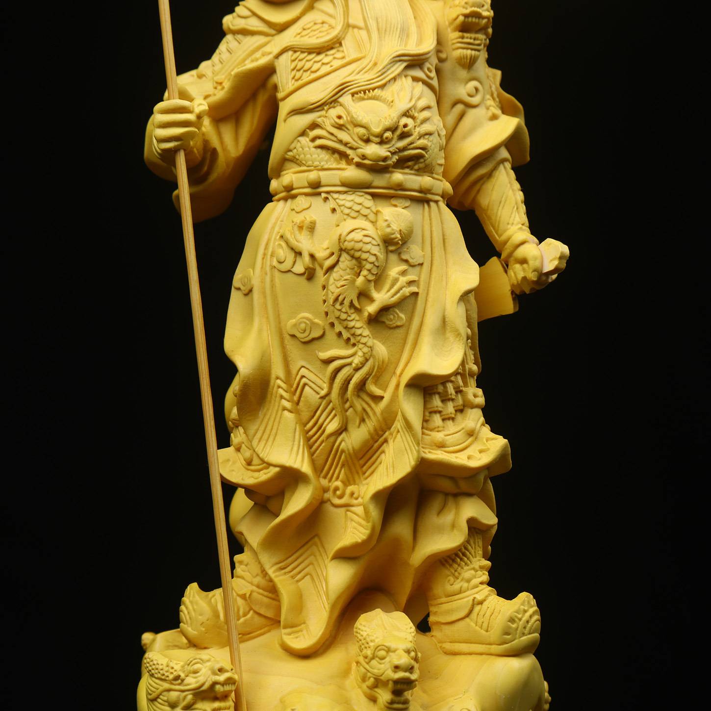 大叶黄杨木雕五旗关公九龙关二爷武财神关羽摆件家居装饰品