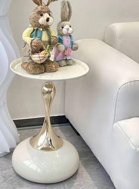 式铁小艺茶几小户型厅沙BIB发边几卧室床头桌i欧s客n奶油风蛮腰角