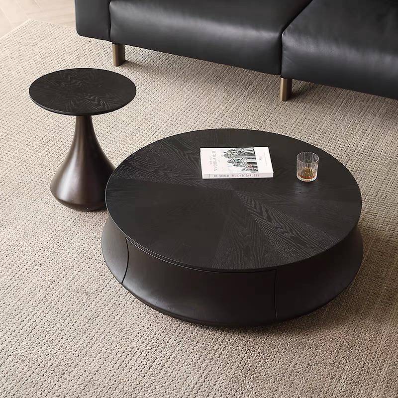 EZ856意式几黑橡木色客厅云朵花朵形极茶茶几圆形茶MMEZ856几现代