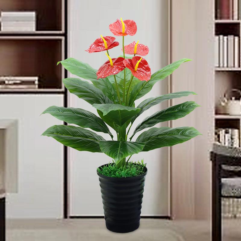 红掌植绿物室内大型盆栽客厅假JMH96306花造落景植花件地高摆装饰
