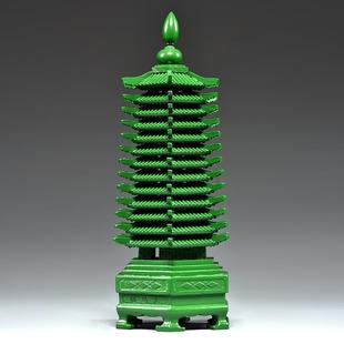 色绿桃木雕刻13层昌塔摆件木质十三层九层文昌LDS01161塔客厅文艺