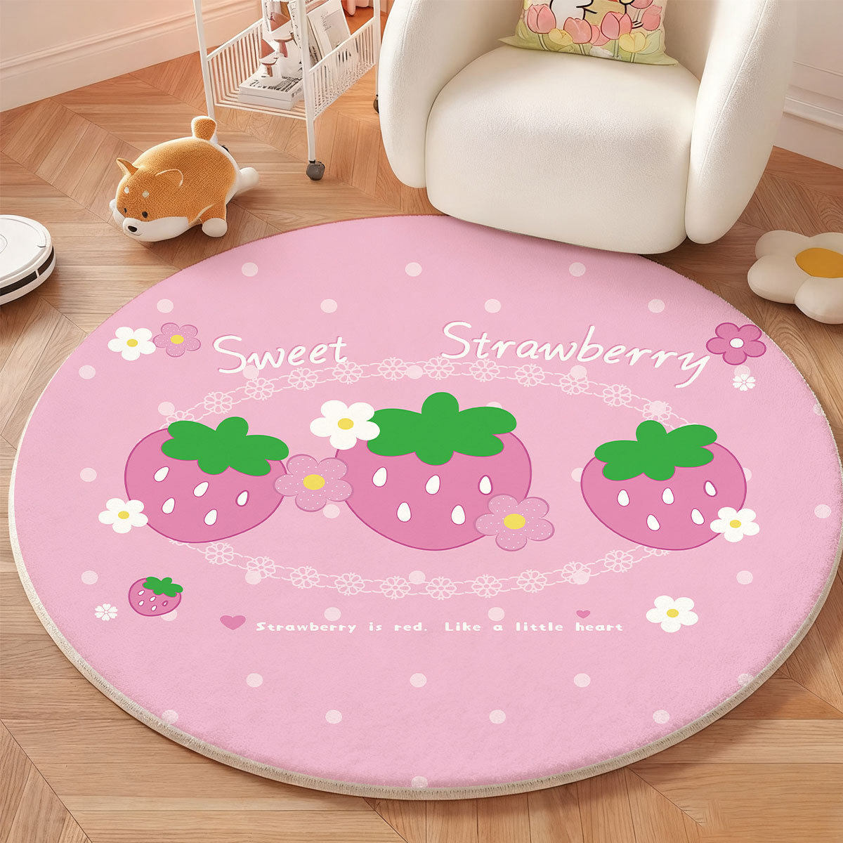 粉色草莓波点kity门口地垫卫生间脚垫吸水垫耐脏浴室垫洗手间玄关