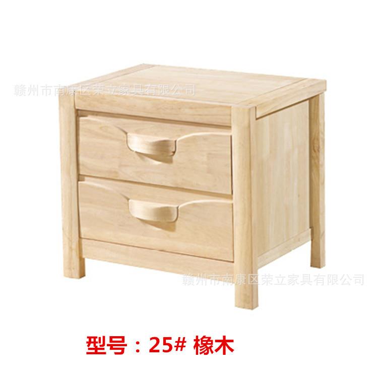 橡胶木床头柜柜白胚实物木床边白茬家20#用收纳柜柜卧室储简约床
