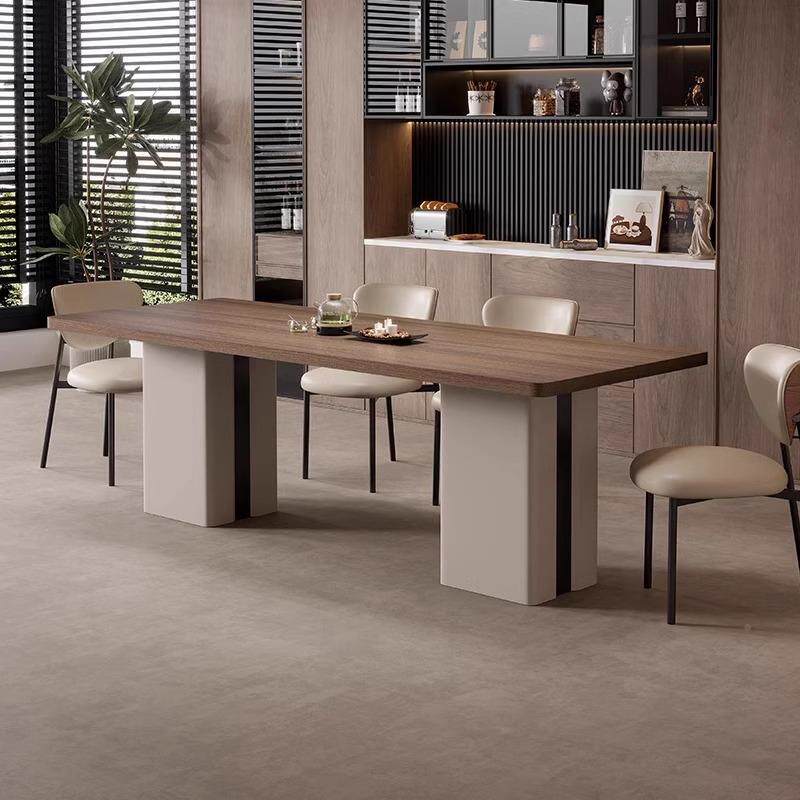 黑高胡0桃2色木纹岩板餐桌25新款端CLF大户型别墅家用长方形吃饭