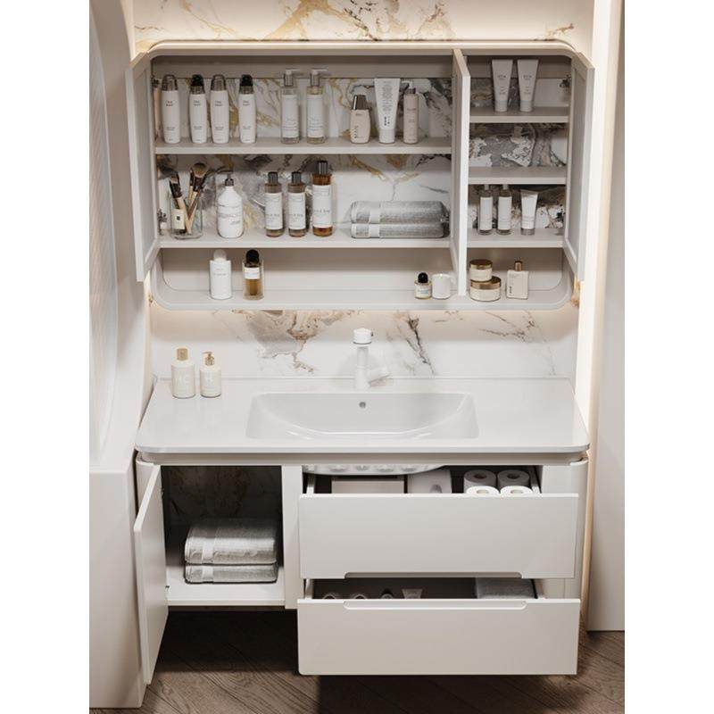 奶油橡木漆烤风智能生间圆角浴室柜组合陶卫瓷岩板热167弯一体台,家装主材,浴室柜,淘宝优惠券,粉丝福利购,淘宝优惠卷