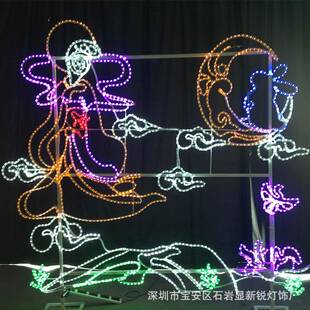 平面天跨街外灯 LED户月亮化节日装饰天使仙女嫦FHK娥使奔图案灯