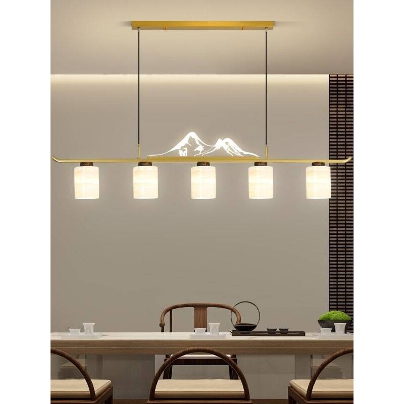 新中式吊灯茶室中国风书房禅意办公室前台吧台长条茶桌餐厅吊灯具