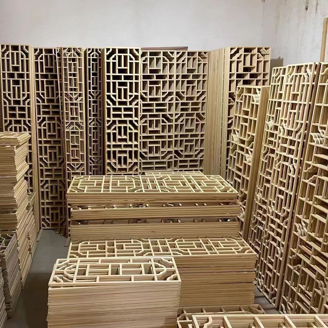 背景装饰洞门吊顶仿古木雕隔断实木定作中式木花门窗月洞门花格屏