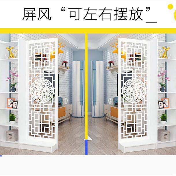 新中式屏风隔断客厅玄关柜移动门厅装饰柜简约欧式镂空雕花遮挡柜