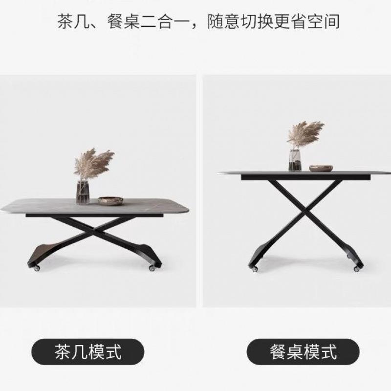 意式岩板升降奢能茶几变餐桌两用小户型公寓轻家129用多功茶几秒