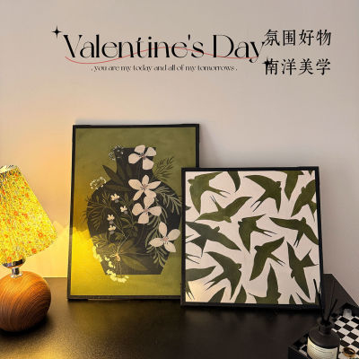 绿色风景法式中古风客厅装饰画高级感斗柜艺术摆画小众艺术挂画