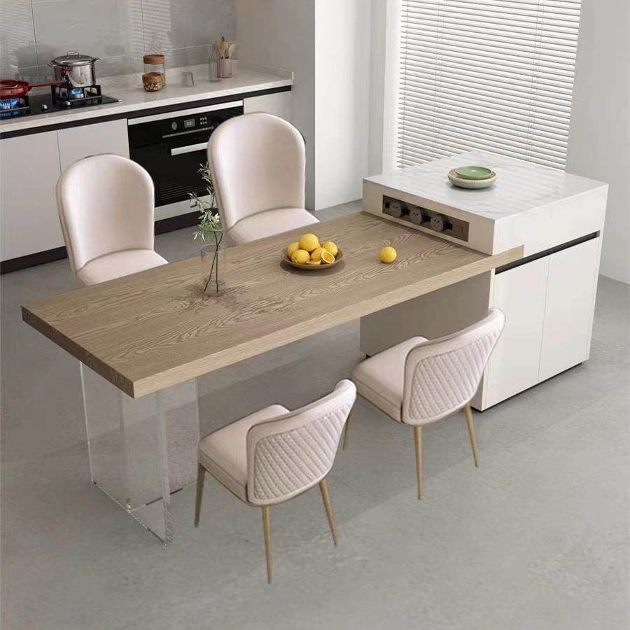 现代实木岛台岩板餐桌简约多功能实木长方形饭桌亚克力腿悬浮餐桌,住宅家具,岛台,淘宝优惠券,粉丝福利购,淘宝优惠卷