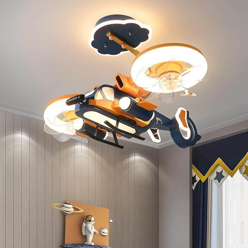 L963儿童房灯简约现代卡通女灯孩创意男飞机吊灯ED护眼卧室带风扇,家装灯饰光源,智能吊灯,淘宝优惠券,粉丝福利购,淘宝优惠卷