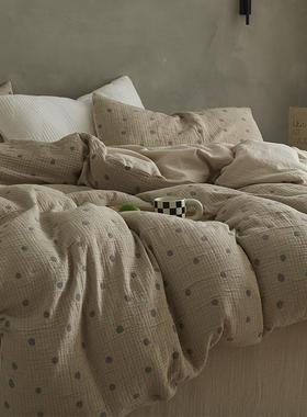 2025新款5四纯棉全棉蓬松柔软层纱件套 三1.m床QVR单款四件套 三